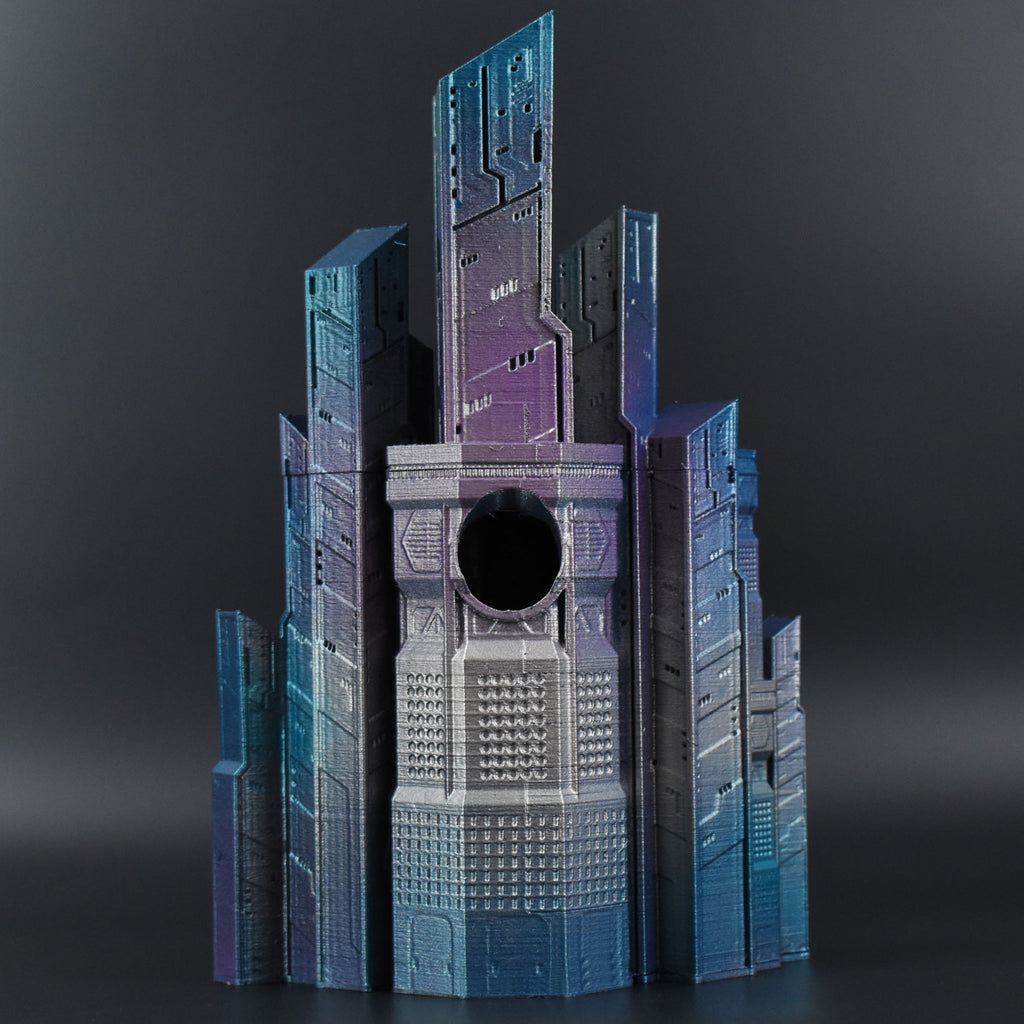 Cyberpunk City Dice Tower
